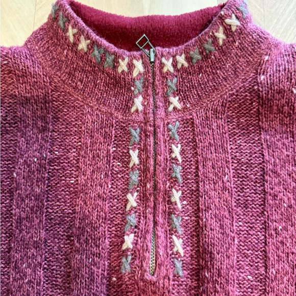 Woolrich Deep Red Knit Sweater quarter zip Size M - Picture 3 of 9